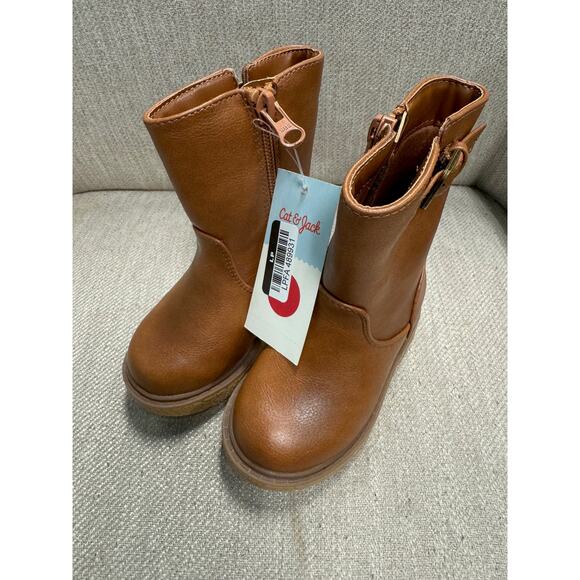 NWT Toddler Girls Cat & Jack Cognac Lisbeth Riding Boots - Size 5 - Picture 1 of 4